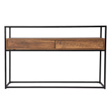 Olivern Glass-Top Console Table w/ Storage