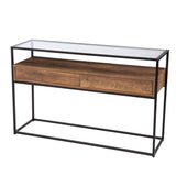 Sei Furniture Olivern Glass Top Console Table W Storage Cm1014103