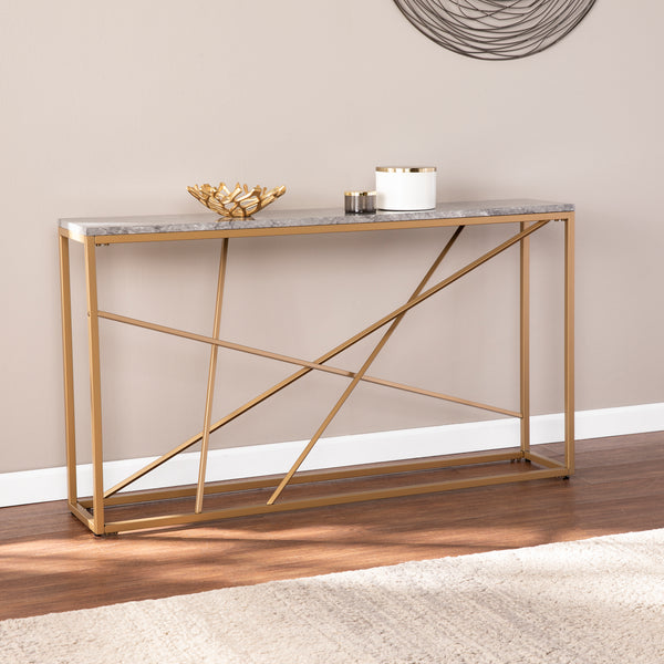Sei Furniture Arendal Faux Marble Skinny Console Table Cm1653