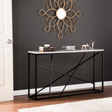 Sei Furniture Arendal Faux Marble Skinny Console Table Matte Black W White Cm1655