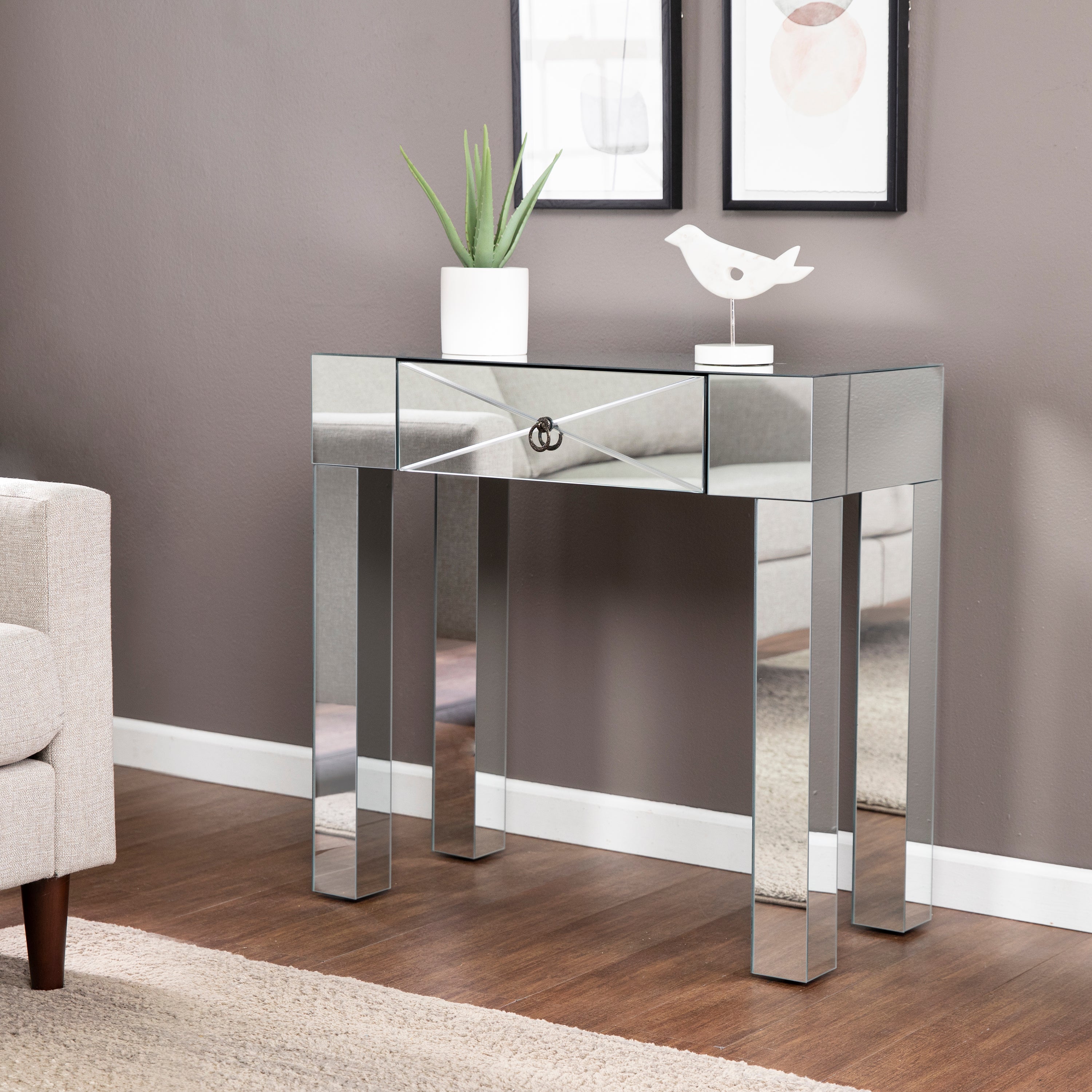 Cresheim Mirrored End Table with 3 Drawers - Thumbnail 4