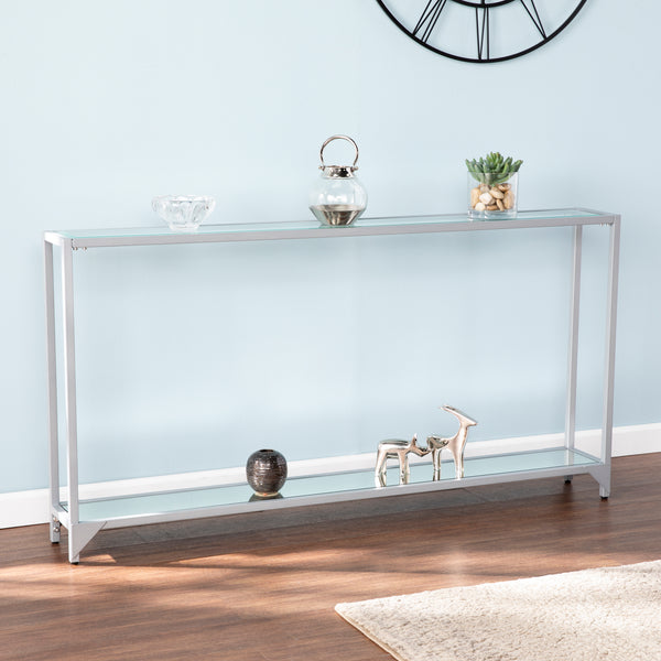 Sei Furniture Bergen Narrow Metal Console Table Silver Cm3656