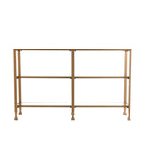 Sei Furniture Jaymes Narrow Metal Console Table W Glass Shelves Gold Cm5771