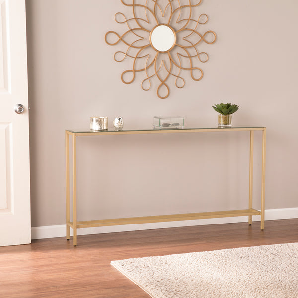 Sei Furniture Darrin Narrow Long Console Table W Mirrored Top Gold Cm9296