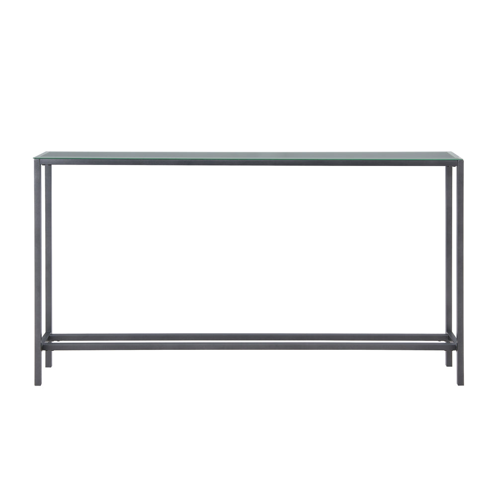 Sei Furniture Darrin Narrow Long Console Table W Mirrored Top Gunmetal Gray Cm9396