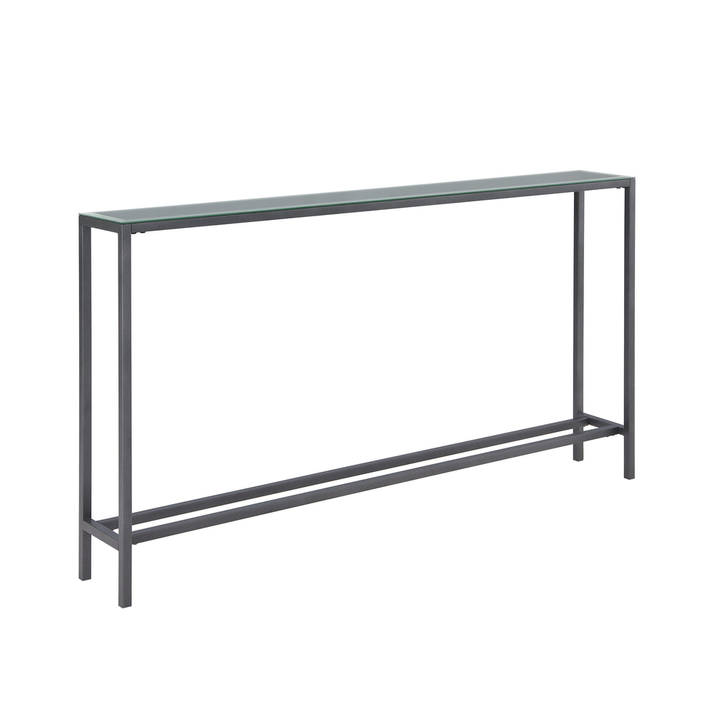Sei Furniture Darrin Narrow Long Console Table W Mirrored Top Gunmetal Gray Cm9396