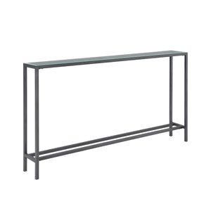 Sei Furniture Darrin Narrow Long Console Table W Mirrored Top Gunmetal Gray Cm9396