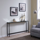 Sei Furniture Darrin Narrow Long Console Table W Mirrored Top Gunmetal Gray Cm9396
