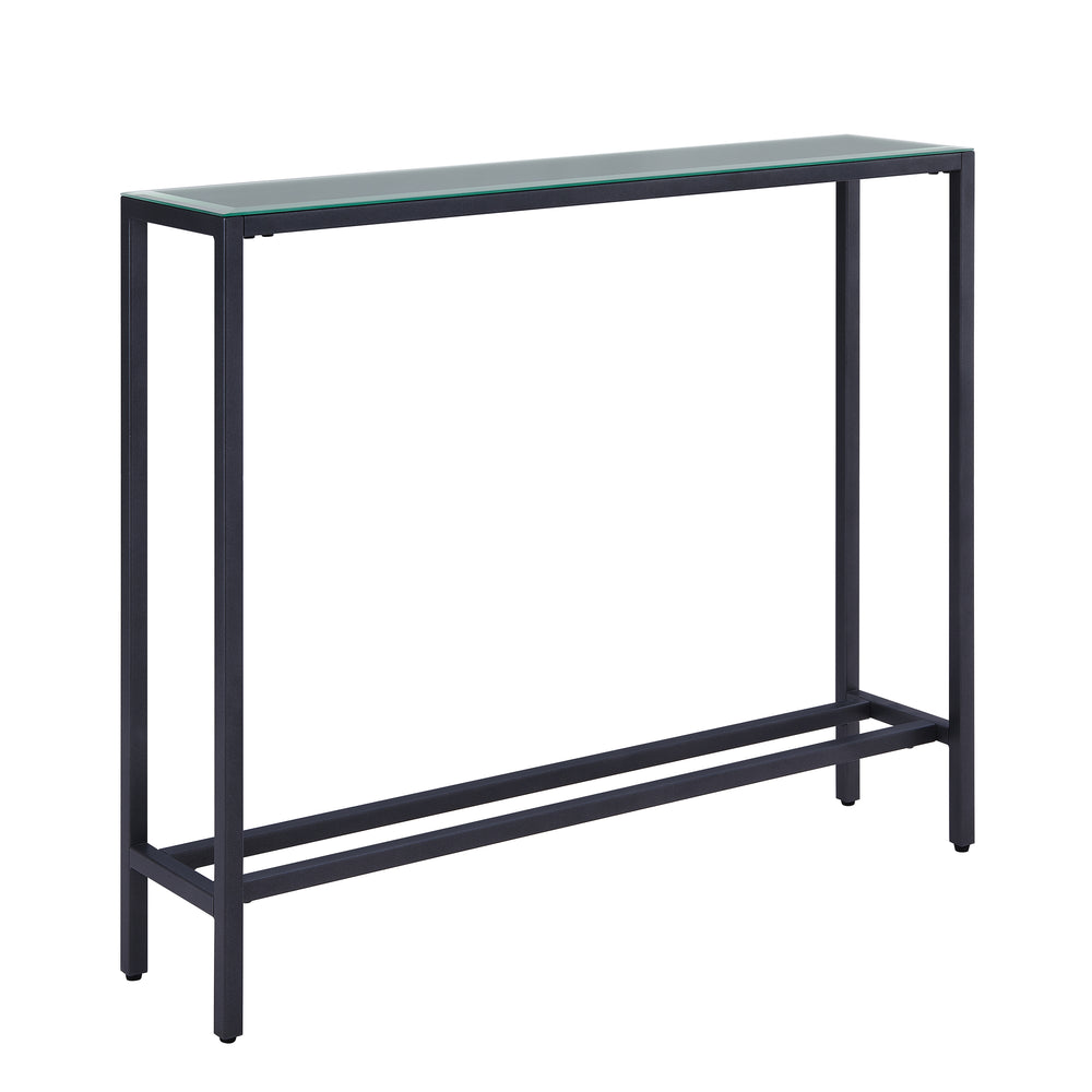 Sei Furniture Darrin Narrow Mini Console Table W Mirrored Top Gunmetal Gray Cm9397