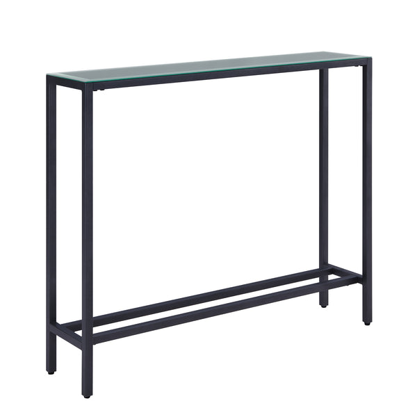 Sei Furniture Darrin Narrow Mini Console Table W Mirrored Top Gunmetal Gray Cm9397