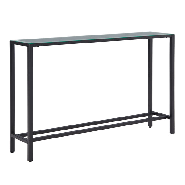 Sei Furniture Darrin Narrow Long Console Table W Mirrored Top Black Cm9596