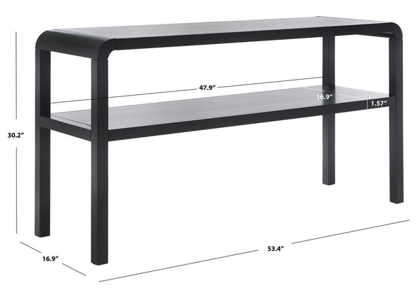 Safavieh Omara 2 Tier Console Table Black Rubberwood, Mdf Veneer Rubberwood CNS1500A