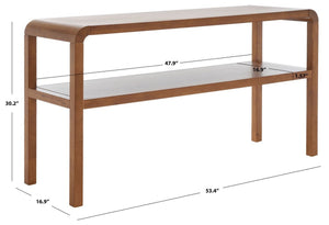 Safavieh Omara 2 Tier Console Table Walnut Rubberwood, Mdf Veneer Rubberwood CNS1500B