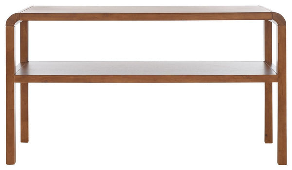 Safavieh Omara 2 Tier Console Table Walnut Rubberwood, Mdf Veneer Rubberwood CNS1500B