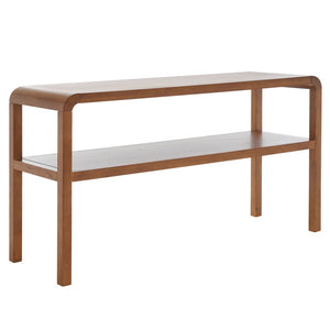 Safavieh Omara 2 Tier Console Table Walnut Rubberwood, Mdf Veneer Rubberwood CNS1500B