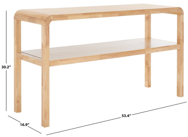 Safavieh Omara 2 Tier Console Table Natural Rubberwood, Mdf Veneer Rubberwood CNS1500C