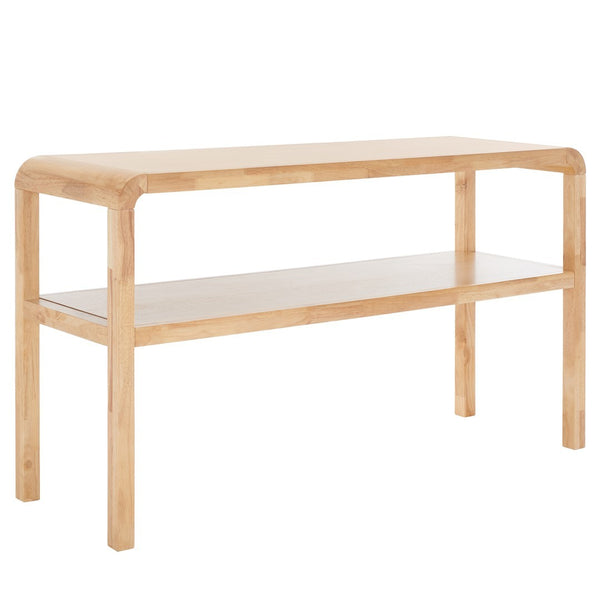 Safavieh Omara 2 Tier Console Table Natural Rubberwood, Mdf Veneer Rubberwood CNS1500C