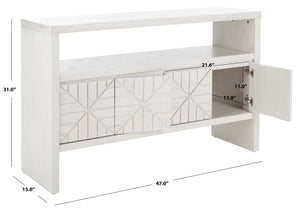 Safavieh Zella 4 Door Console Table White Washed Pine Wood / Pb / Mindi Veneer / Albasia Veneer CNS5004A