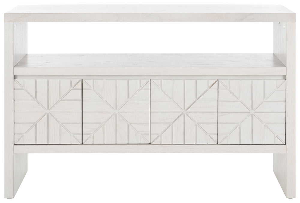 Safavieh Zella 4 Door Console Table White Washed Pine Wood / Pb / Mindi Veneer / Albasia Veneer CNS5004A
