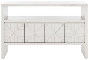 Safavieh Zella 4 Door Console Table White Washed Pine Wood / Pb / Mindi Veneer / Albasia Veneer CNS5004A