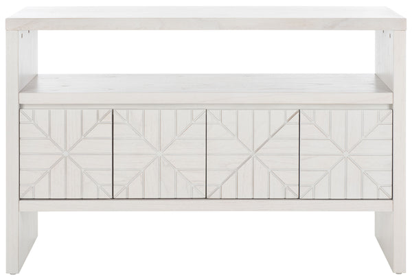 Safavieh Zella 4 Door Console Table White Washed Pine Wood / Pb / Mindi Veneer / Albasia Veneer CNS5004A