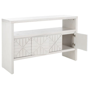 Safavieh Zella 4 Door Console Table White Washed Pine Wood / Pb / Mindi Veneer / Albasia Veneer CNS5004A