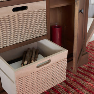 Landers 2 Door Console with Removable Baskets - Stylish Storage Solution for Entryway or Living Room