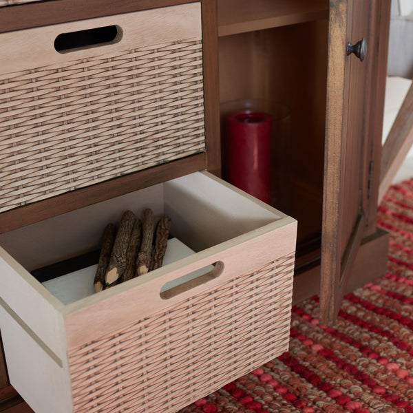 Landers 2 Door Console with Removable Baskets - Stylish Storage Solution for Entryway or Living Room