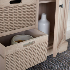 Landers 2 Door Console with Removable Baskets - Stylish Storage Solution for Entryway or Living Room