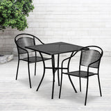 English Elm EE1670 Contemporary Commercial Grade Metal Patio Table and Chair Set Black EEV-13080