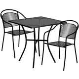 English Elm EE1670 Contemporary Commercial Grade Metal Patio Table and Chair Set Black EEV-13080