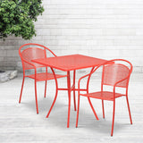 English Elm EE1670 Contemporary Commercial Grade Metal Patio Table and Chair Set Coral EEV-13082