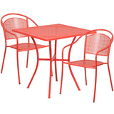 English Elm EE1670 Contemporary Commercial Grade Metal Patio Table and Chair Set Coral EEV-13082