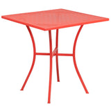 English Elm EE1670 Contemporary Commercial Grade Metal Patio Table and Chair Set Coral EEV-13082