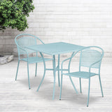 English Elm EE1670 Contemporary Commercial Grade Metal Patio Table and Chair Set Sky Blue EEV-13084