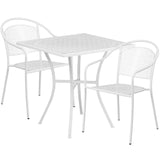 English Elm EE1670 Contemporary Commercial Grade Metal Patio Table and Chair Set White EEV-13085