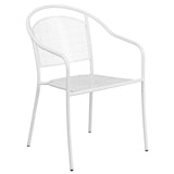 English Elm EE1670 Contemporary Commercial Grade Metal Patio Table and Chair Set White EEV-13085