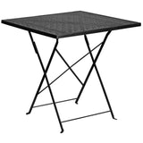 English Elm EE1673 Contemporary Commercial Grade Metal Patio Table and Chair Set Black EEV-13098