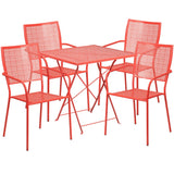 English Elm EE1673 Contemporary Commercial Grade Metal Patio Table and Chair Set Coral EEV-13100
