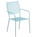 English Elm EE1673 Contemporary Commercial Grade Metal Patio Table and Chair Set Sky Blue EEV-13102