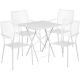 English Elm EE1673 Contemporary Commercial Grade Metal Patio Table and Chair Set White EEV-13103