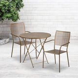 English Elm EE1677 Contemporary Commercial Grade Metal Patio Table and Chair Set Gold EEV-13123