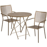 English Elm EE1677 Contemporary Commercial Grade Metal Patio Table and Chair Set Gold EEV-13123
