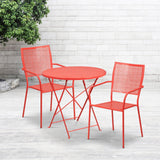 English Elm EE1677 Contemporary Commercial Grade Metal Patio Table and Chair Set Coral EEV-13124