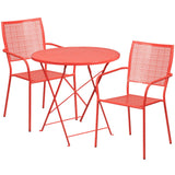 English Elm EE1677 Contemporary Commercial Grade Metal Patio Table and Chair Set Coral EEV-13124