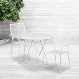 English Elm EE1677 Contemporary Commercial Grade Metal Patio Table and Chair Set White EEV-13127