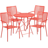 English Elm EE1678 Contemporary Commercial Grade Metal Patio Table and Chair Set Coral EEV-13130