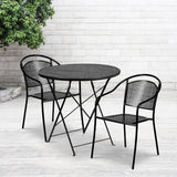 English Elm EE1679 Contemporary Commercial Grade Metal Patio Table and Chair Set Black EEV-13134