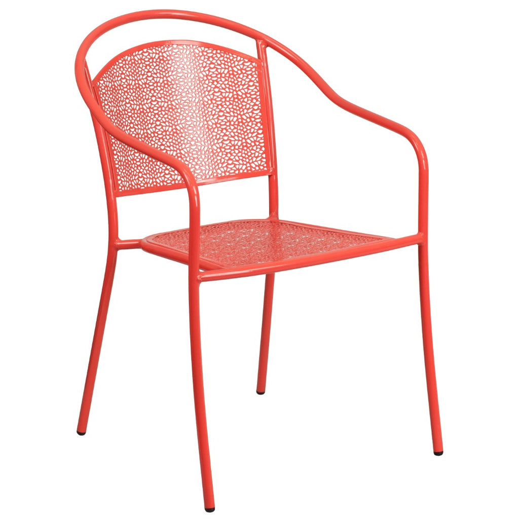 English Elm EE1679 Contemporary Commercial Grade Metal Patio Table and Chair Set Coral EEV-13136