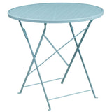 English Elm EE1679 Contemporary Commercial Grade Metal Patio Table and Chair Set Sky Blue EEV-13138